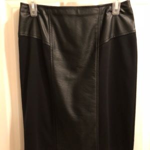 Faux leather and knit form fitting black skirt